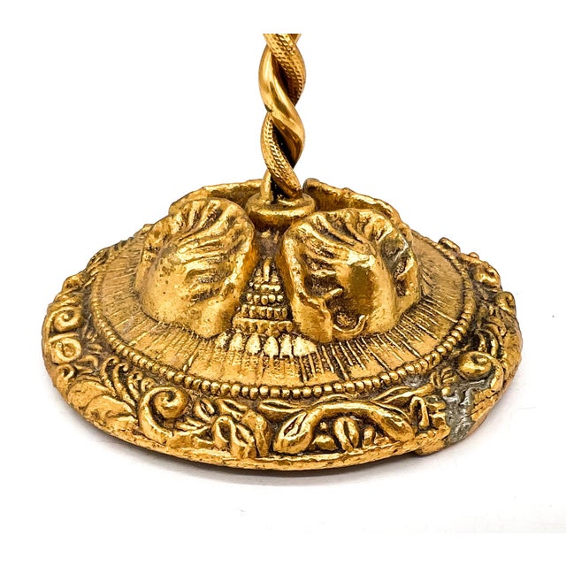 Vintage Gold Finished Metal Three-Ring Guest Towel Holder – Hollywood Regency / Neoclassical For Sale - Image 9 of 12