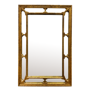 Vintage 1960s Gold Leaf Carved Wood Neoclassical Mirror