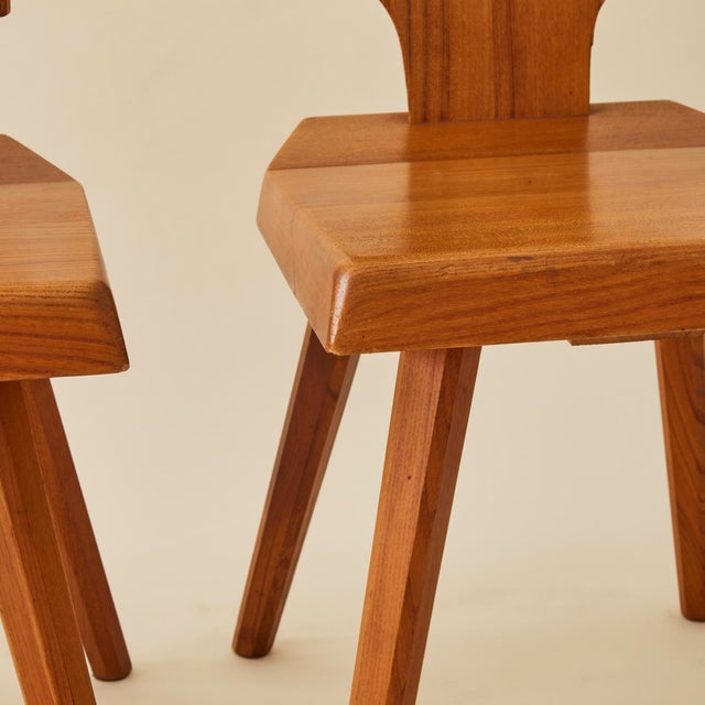 Wood Pierre Chapo "S28" Solid Wood Elm Dining Chairs for Atelier Pierre Chapo, Set of 6, 1960's For Sale - Image 7 of 11