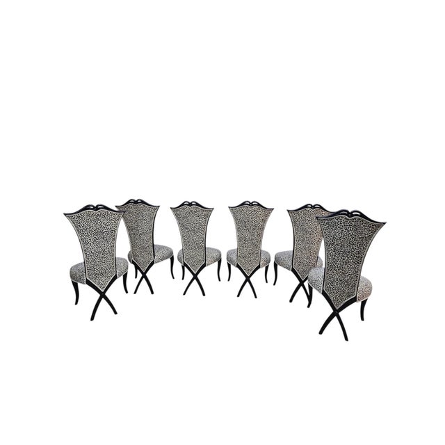 Art Deco Mid 20th Century 6 French Art Deco Style Dining Chairs Inspired by Christopher Guy For Sale - Image 3 of 12