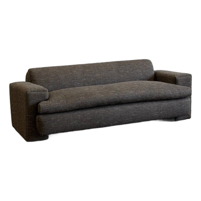 Chunky Post Modern Sofa in Tweed For Sale