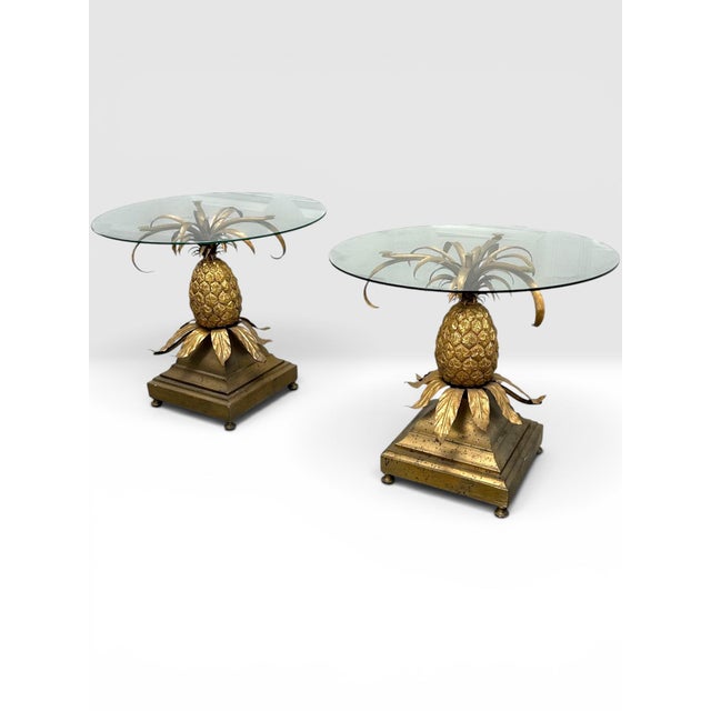 Pair of Mid-Century Italian Hollywood Regency Brass Pineapple Side Tables. For Sale - Image 13 of 15
