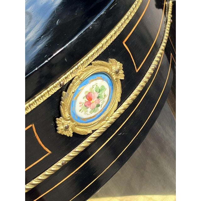 Black Victorian French Empire Credenza with Porcelain Plaques For Sale - Image 8 of 18