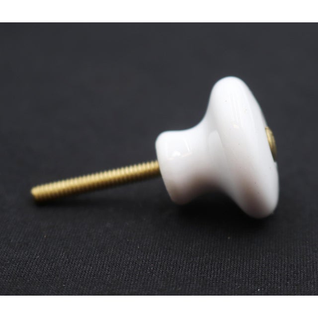 Traditional Vintage 1 In. White Ceramic Round Cabinet Knob For Sale - Image 3 of 4