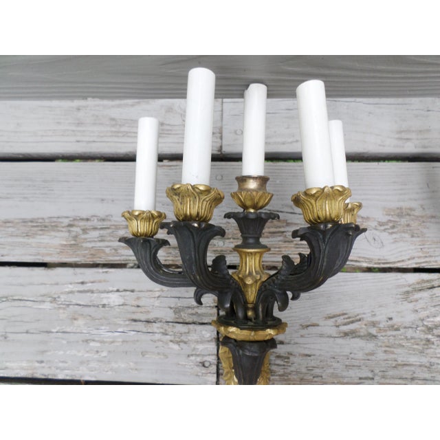 Bronze French Gilt Bronze Sconces - a Pair For Sale - Image 8 of 13