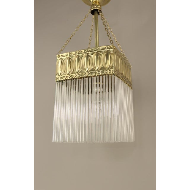Art Nouveau French Hanging Lamp with Glass Rods, 1890s For Sale - Image 3 of 9