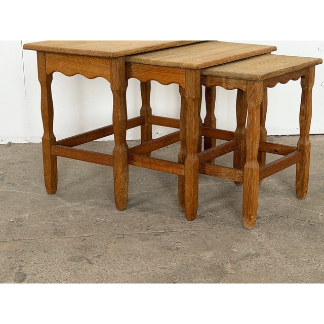Scandinavian Modern Oak Nesting Tables from Henning Kjærnulf, Denmark, 1960s For Sale - Image 6 of 12