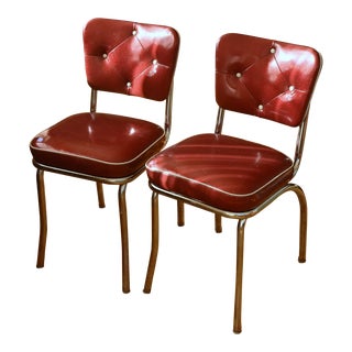 Vintage Richardson Seating Corp. Sparkle Vinyl and Chrome Dinette Chairs- a Pair For Sale