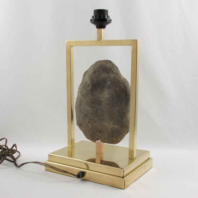 Gold Willy Daro Mid-Century Brass and Geode Stone Table Lamp, Circa 1970 For Sale - Image 8 of 11