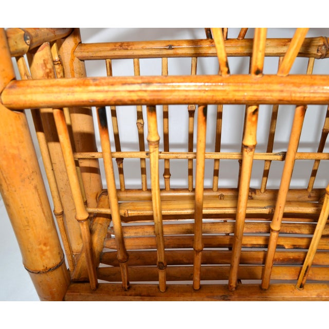 1950s Chinoiserie Bamboo Hand-Crafted Magazine Rack Newspaper Stand For Sale - Image 13 of 17
