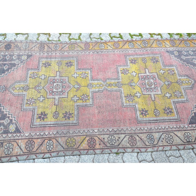 Natural Soft Pastel Pink Decore Vintage Hand Knotted Rug For Sale - Image 6 of 11