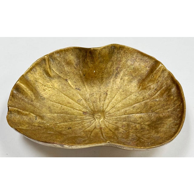 Vintage 1940s Virginia Metalcrafters Brass Lotus Leaf Dish For Sale In Kansas City - Image 6 of 11