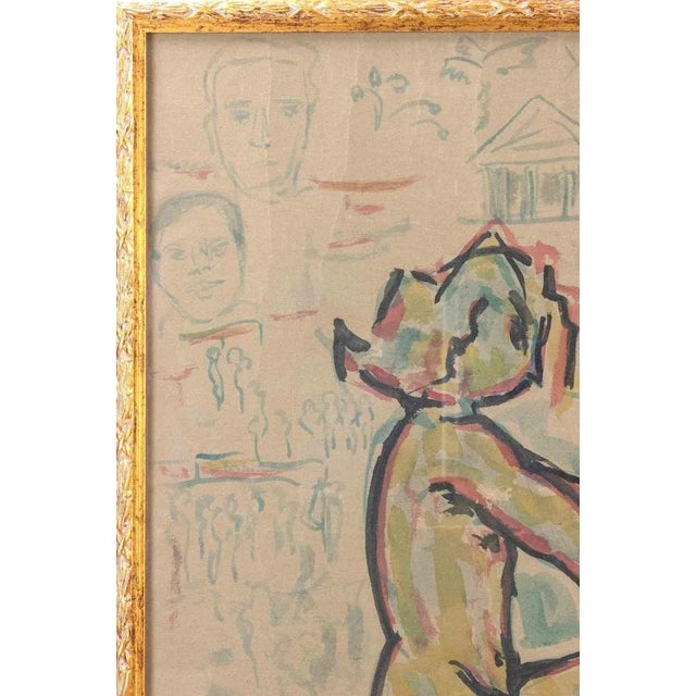 Watercolor on paper by sirio pellegrini in 1969. Hand signed and dated. Drawing made up of several fragments joined...