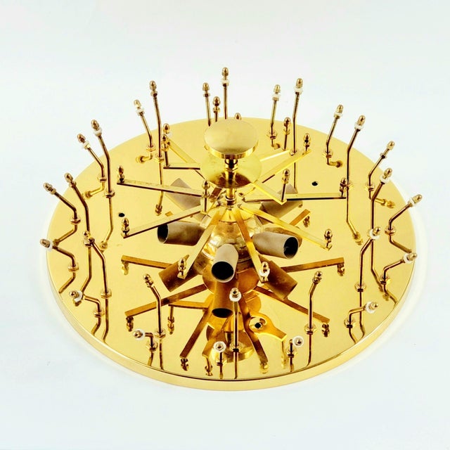 Gold Mid-Century Floral Murano Glass and Brass Ceiling Light or Flush Mount by Ernst Palme, Germany, 1970s For Sale - Image 8 of 11