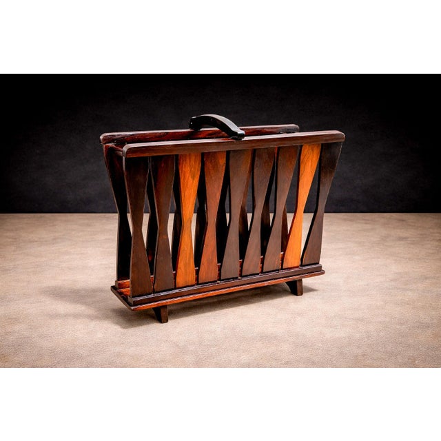 Brazilian Modern Magazine Rack in Rosewood, Unknown, 1960s For Sale - Image 9 of 11
