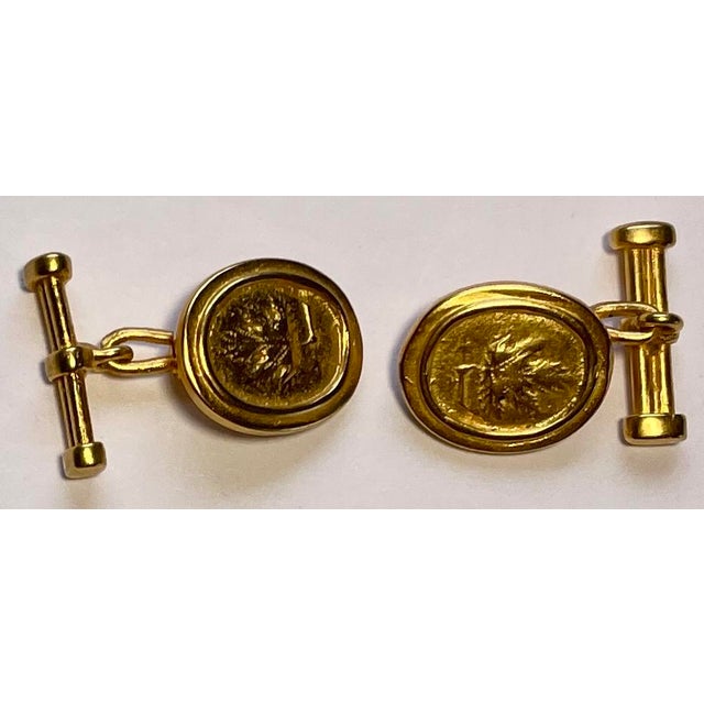 Handmade Maple Leaf 21kt Gold-Plate Cuff Links by Jaded Nyc For Sale - Image 4 of 4