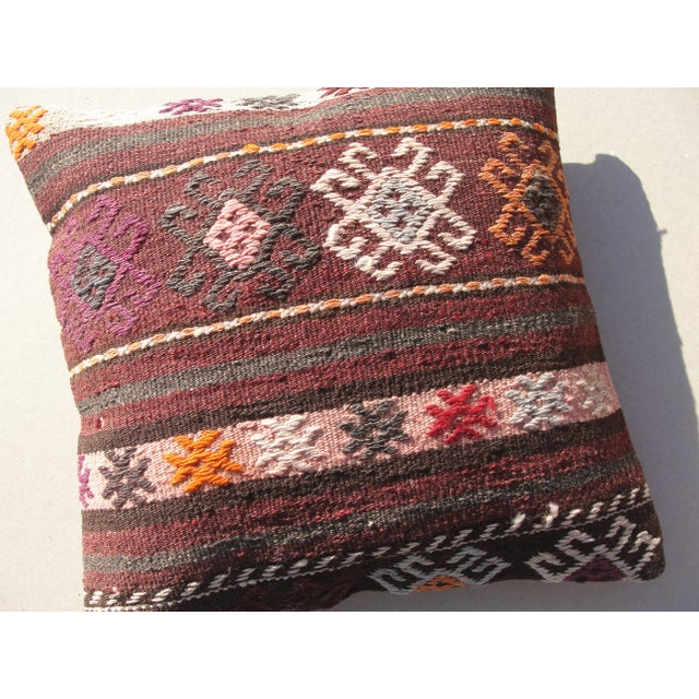 Kilim Rug Pillow Cover Made from old turkish kilims Back side cotton and has closed with a solid hidden zipper size:16" x...