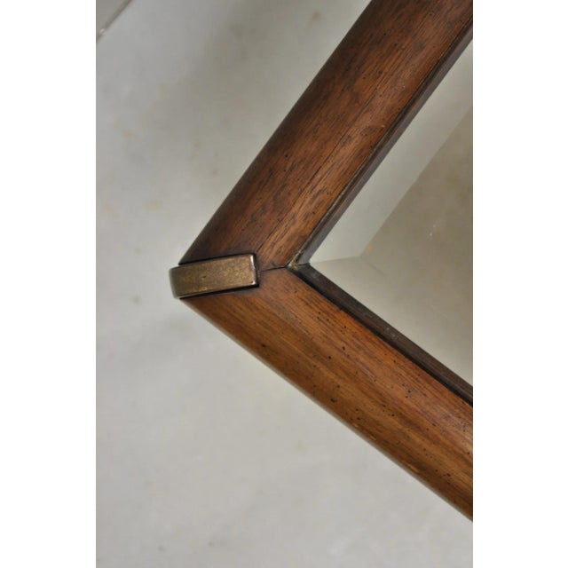 Vintage Lane Mid Century Modern Sculpted Brass Metal Wood Glass Top Coffee Table For Sale - Image 11 of 14