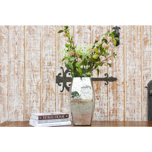 Glass Silvered Tall Glass Vase For Sale - Image 7 of 8