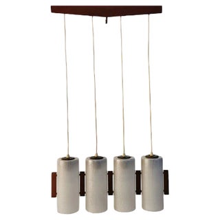 Teak & Glass Ceiling Lamp, 1960s For Sale