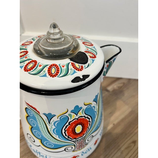 Mid 20th Century Vintage Berggren Enamel Swedish Coffee Percolator For Sale - Image 5 of 8