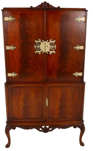 Queen Anne Cocktail Cabinet in Mahogany, 1930s