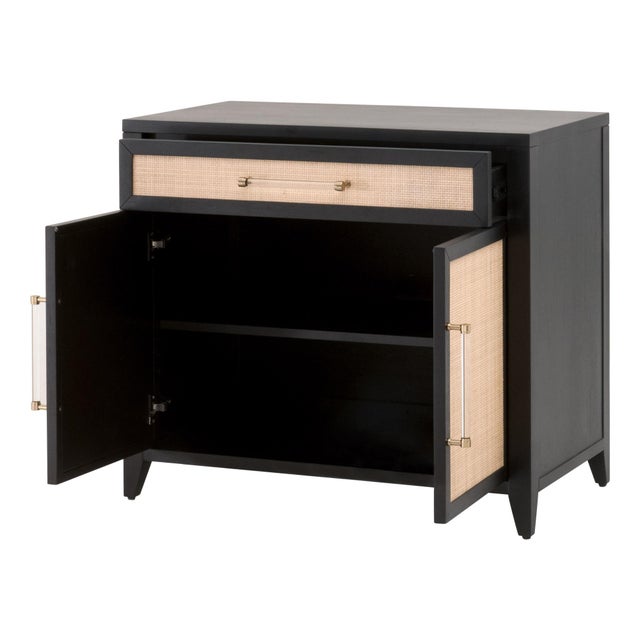 Holland Rattan Media Chest, Brushed Black Acacia For Sale In Los Angeles - Image 6 of 10