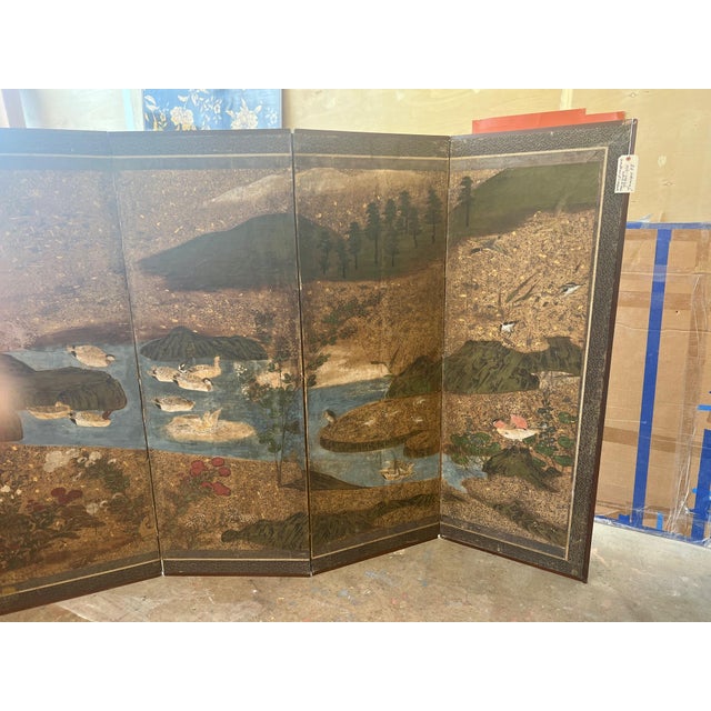 Paper Japanese Screen, 17th Century, Kano Period For Sale - Image 7 of 11