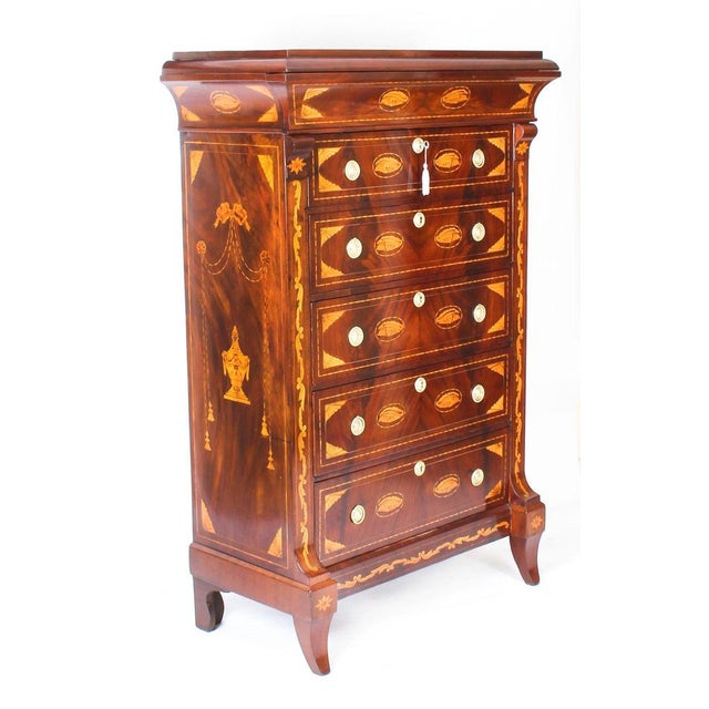 Dutch Marquetry Walnut Chest of 7 Drawers, Early 19th Century For Sale - Image 10 of 11