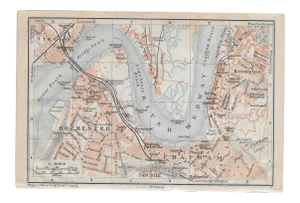 1910 Antique Map of Rochester & Chatham England