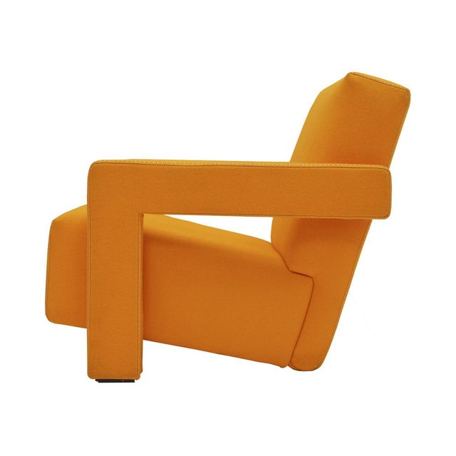 Modern Utrecht Armchairs in Orange Wool Fabric by Gerrit Thomas Rietveld for Cassina, 1935, Set of 2 For Sale - Image 3 of 12