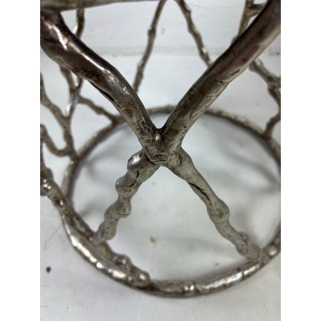 Modern Modern Faux Bois Nickel Plated Benches/ a Pair For Sale - Image 3 of 10