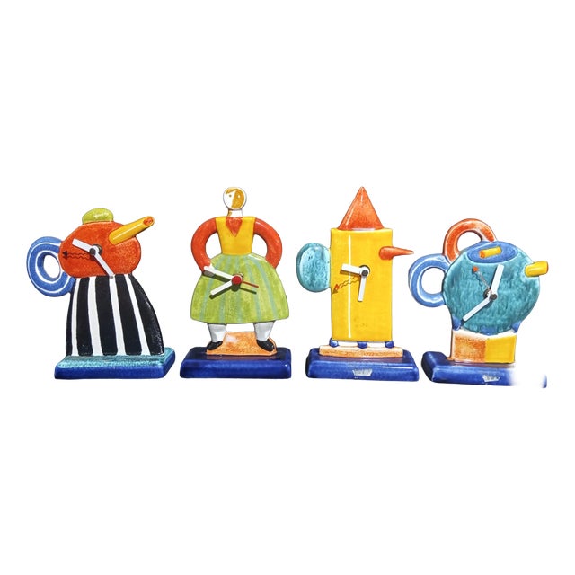 Benlloch Ceramic Clocks, Manises, Spain, 1990s, Set of 4 For Sale