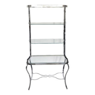 Italian Chrome and Glass Étagère With Cabriole Legs For Sale