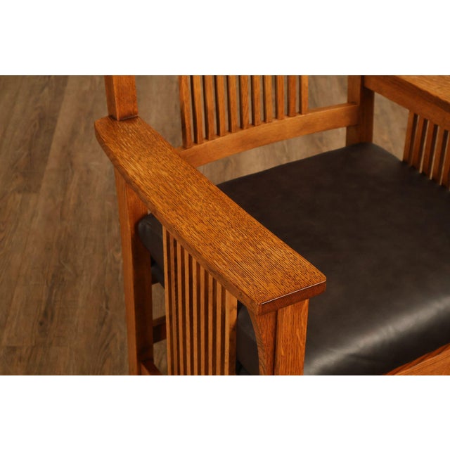 Wood Stickley Mission Collection Set of Eight Oak Spindle Dining Chairs For Sale - Image 7 of 18