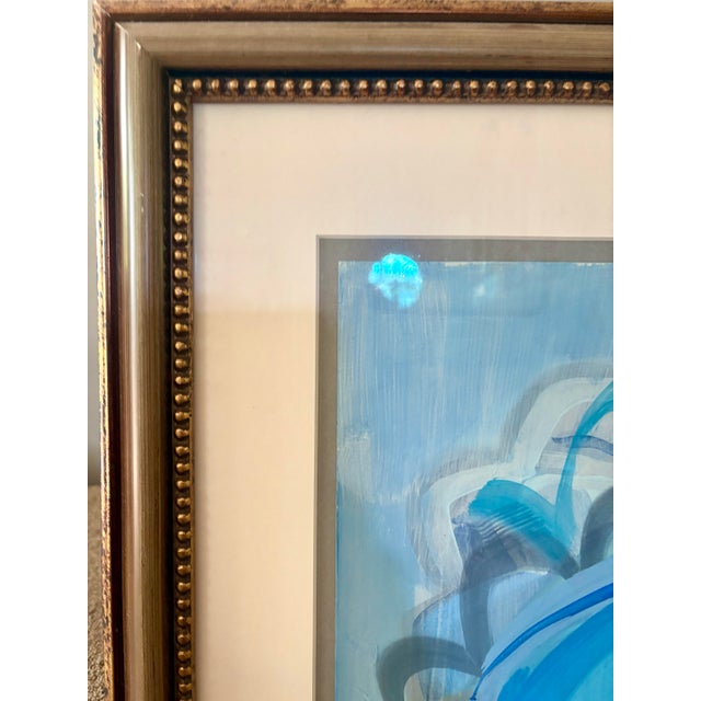 Light gold decorated wood-framed original woman watercolor painting with by Texas artist Hayley Mitchell. Frame is 27” w x...