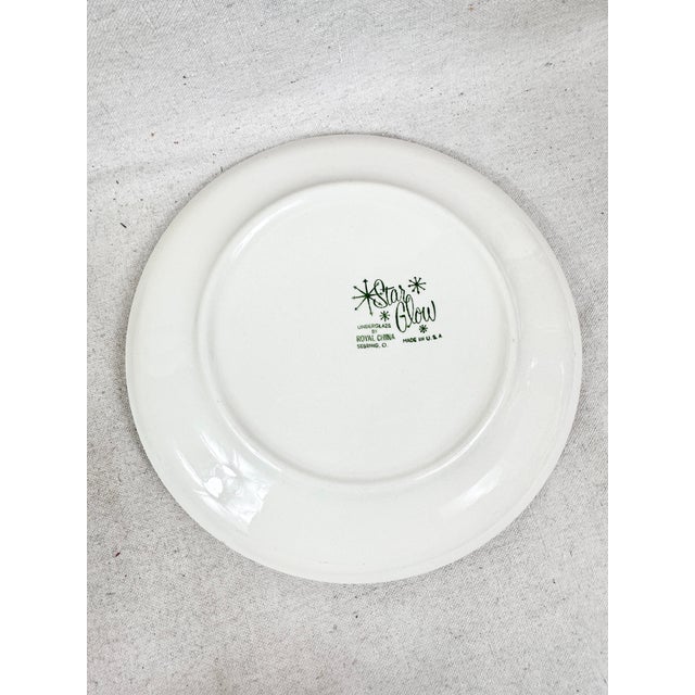 White Vintage Mid-Century Modern Royal China “Star Glow” Dinner Plates - Set of 13 For Sale - Image 8 of 9