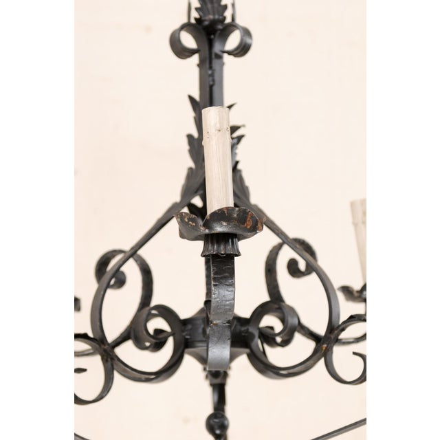 Vintage French Iron 3-Light Chandelier For Sale - Image 10 of 11