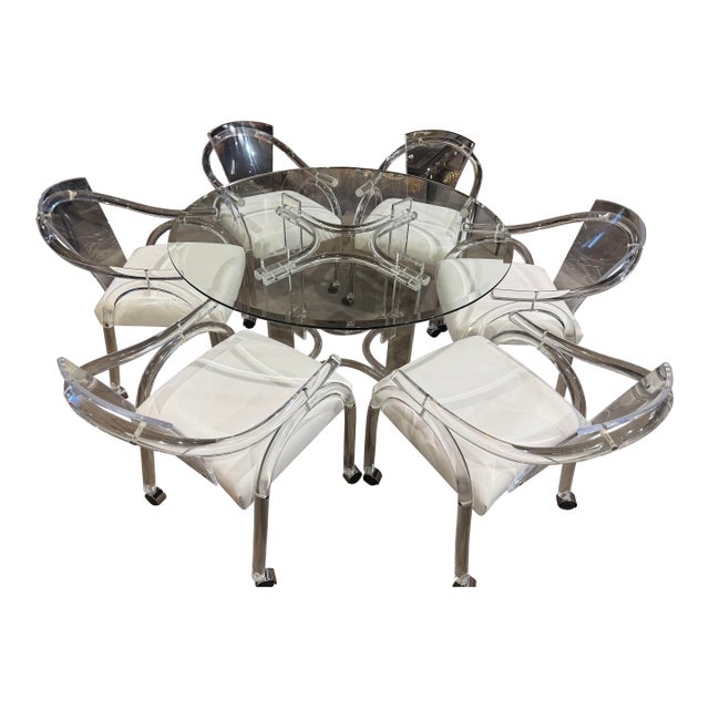Charles Hollis Jones Attributed Lucite Dining Set For Sale