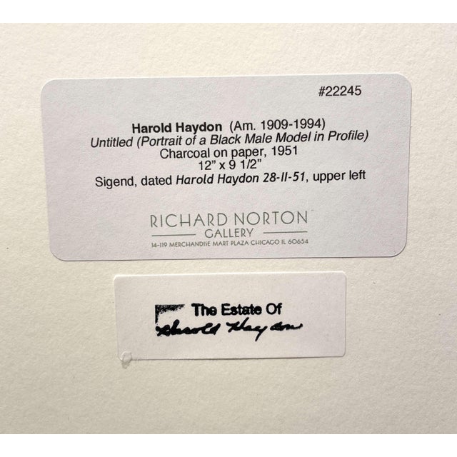 Paper A Handsome Mid-Century Modern Portrait of a Black Male Model in Profile by Noted Chicago Artist, Harold Haydon For Sale - Image 7 of 7