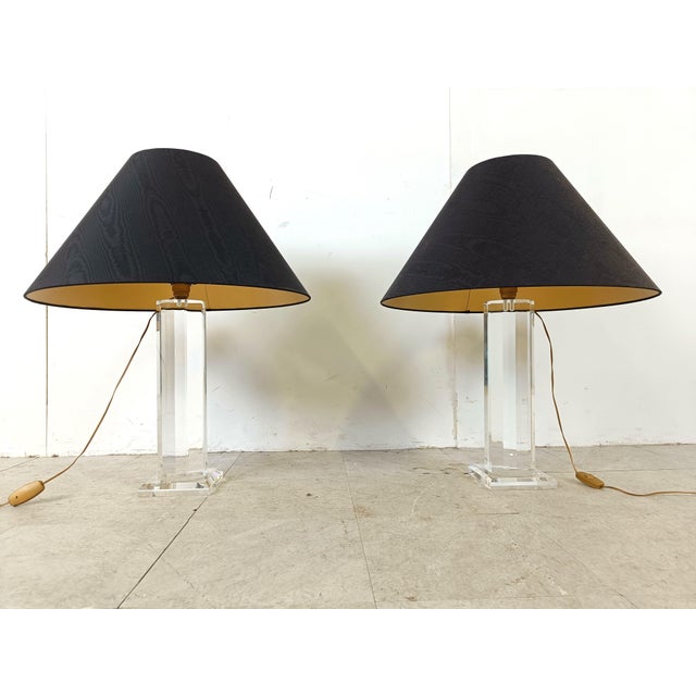 Vintage Large Acrylic Table Lamps, 1970s, Set of 2 For Sale - Image 6 of 12