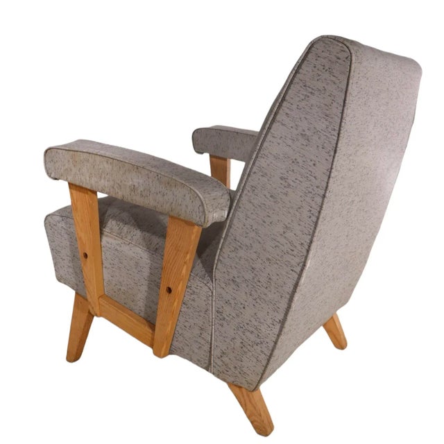 1950s Mid Century Lounge Club Chair in Original Textured Vinyl Upholstery For Sale - Image 5 of 10