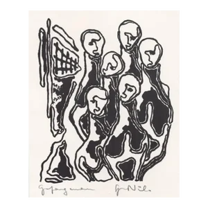 1960s Modern Figural Lithograph