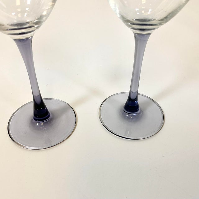 1970s Vintage Hollywood Regency Chippendale Lavender Cut to Clear Wine Glasses - Set of 8. For Sale - Image 10 of 10