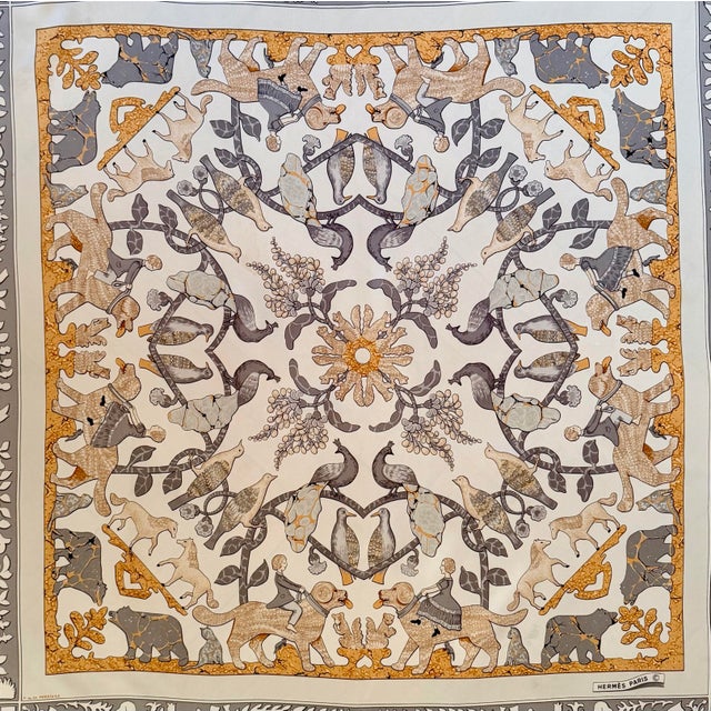Hermès Hermès Early America 1984 Silk Scarf Designed by Françoise De La Perriere For Sale - Image 4 of 12