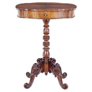 19th Century Carved Flame Mahogany Side Table For Sale