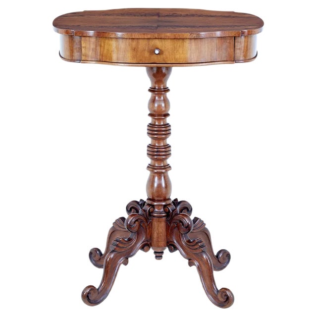 19th Century Carved Flame Mahogany Side Table For Sale