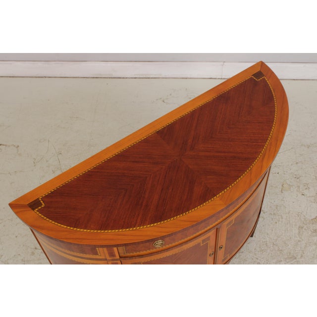 Wood Decorative Crafts Walnut Inlaid Demi Lune Commode Cabinet For Sale - Image 7 of 18