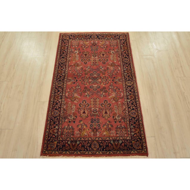 Farmhouse Fine Sarouk Rug 3′ X 5′ Pink Wool Traditional Hand-Knotted Oriental Carpet For Sale - Image 3 of 12