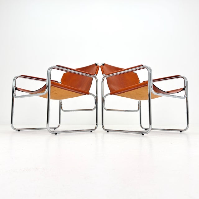 Mid-Century Modern Italian Leather and Chrome Lounge Chairs Jox Interni, 1970s For Sale - Image 17 of 18